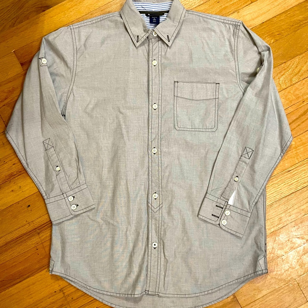 GAP kids boys light grey dress shirt size XL husky- EUC
